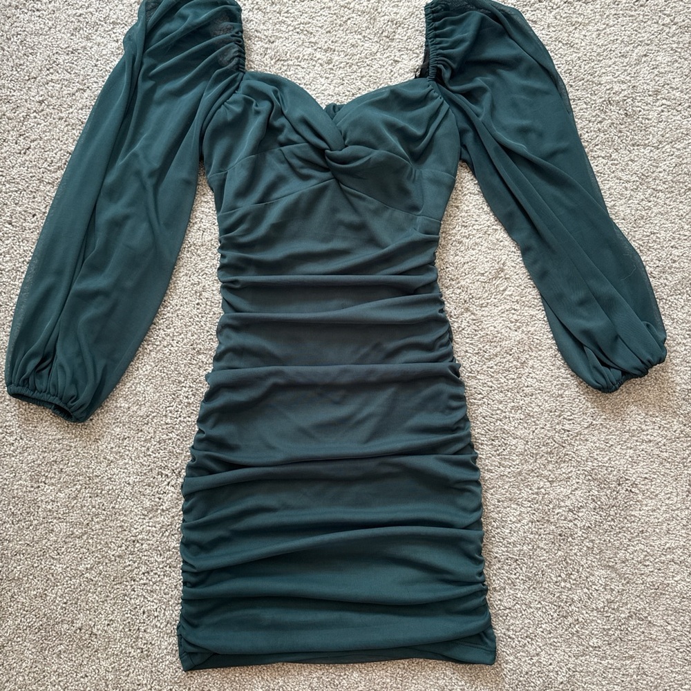 B Darlin Elegant Teal Long Sleeve Dress